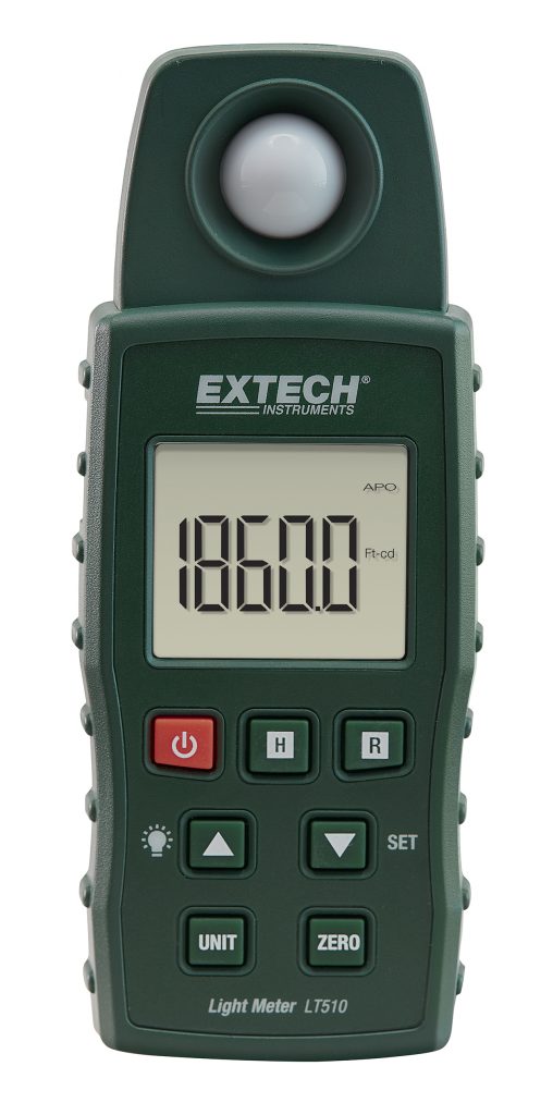 extech lt510 light meter 1860 fc 20 000 lux with backlit lcd extech foot candle light meter