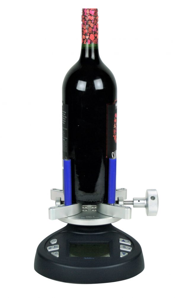 Shimpo TNC Series Torque Cap Tester with wine bottle